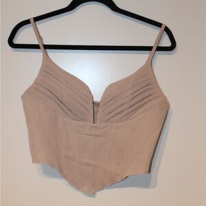 PrettyLittleThing Taupe Pleated Bustier